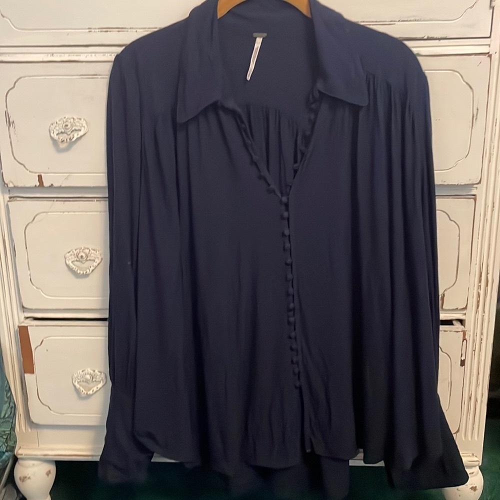 Free People blouse, navy, size small.